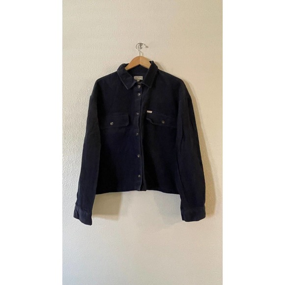 Brixton Size XL Womens Bowery Corduroy Button-Up Shirt Jacket Long Sleeve Navy - Picture 3 of 9